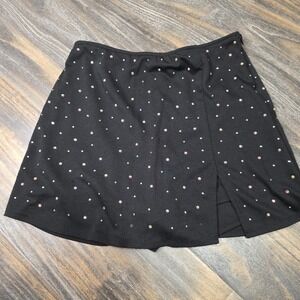 Wild Fable Women's Black Rhinestone Mini Skirt Front Slit Size Small